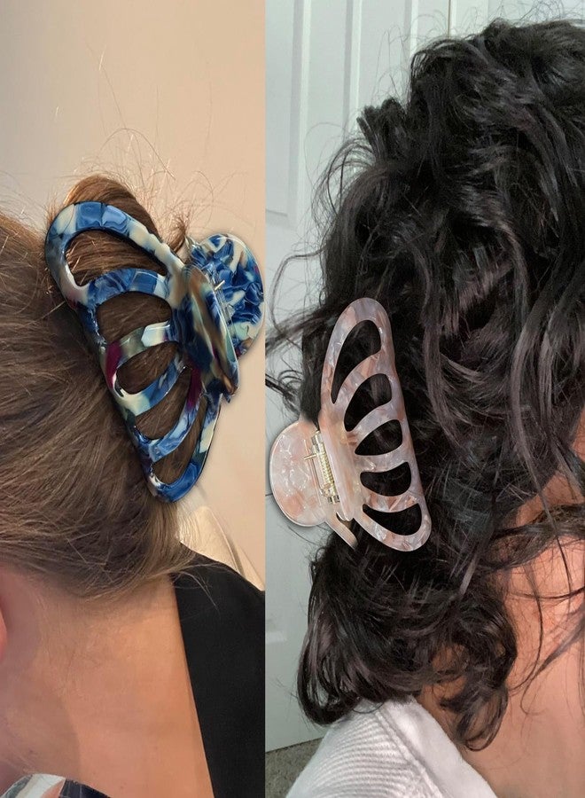 ACCGLORY Fashion Tortoise Hair Clips for Women Resin Medium Hair Claw Clip for Fine Hair Non Slip Grip Hair Jaw Clips 2PCS in Set (Royalblue&Pink) - Image 5